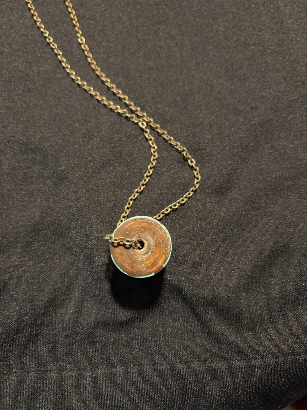 Handmade/Hand Painted Wooden “Bead” Necklace with Turquoise Geometric Design - Picture 8 of 8